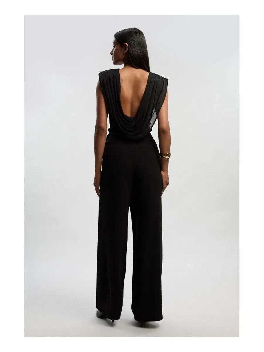 Женские классические брюки из крепа с пряжкой Karen Millen — изображение 4 из 6, черный