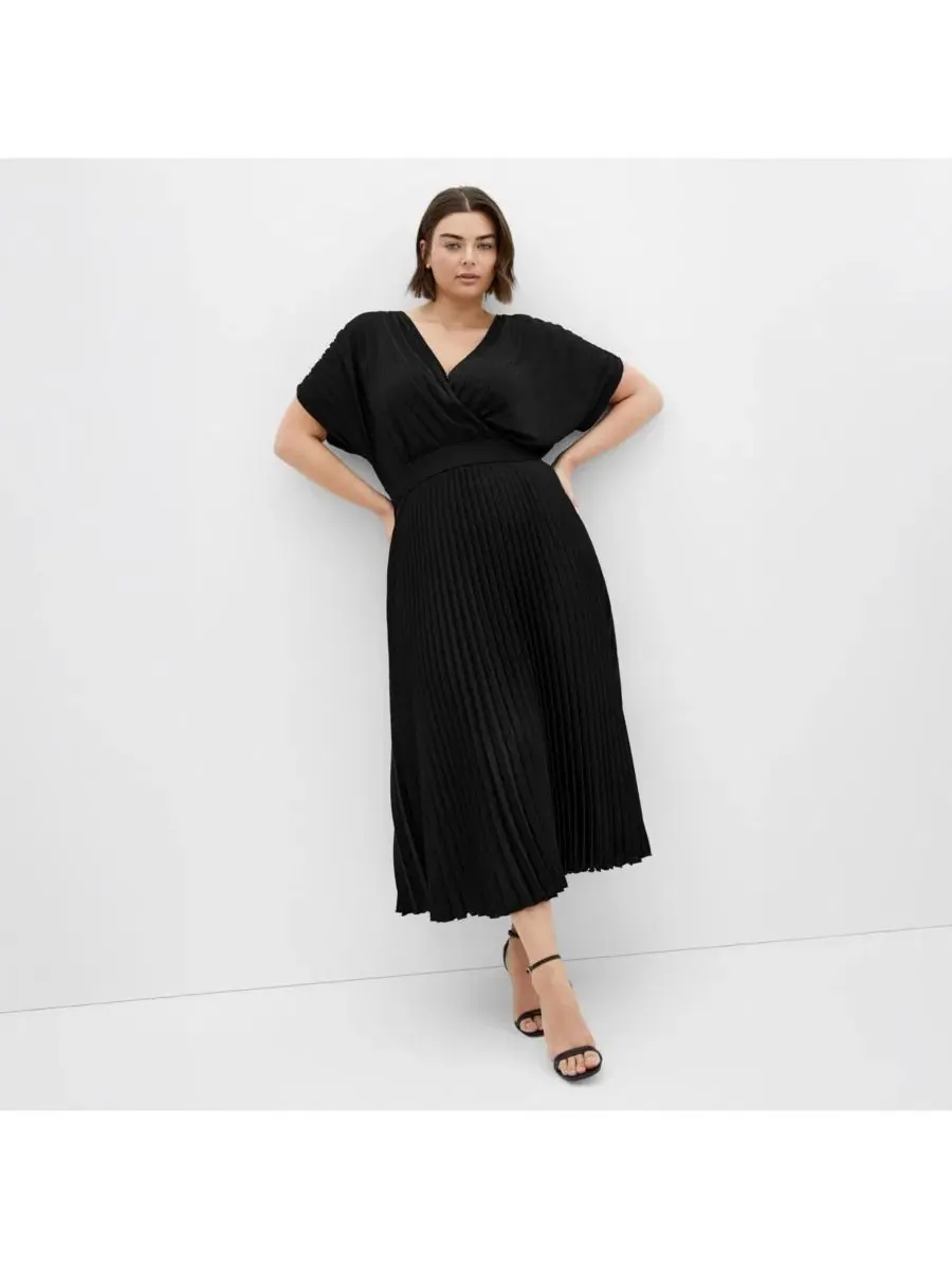 Женское плиссированное платье Elia City Chic — изображение 1 из 5, черный