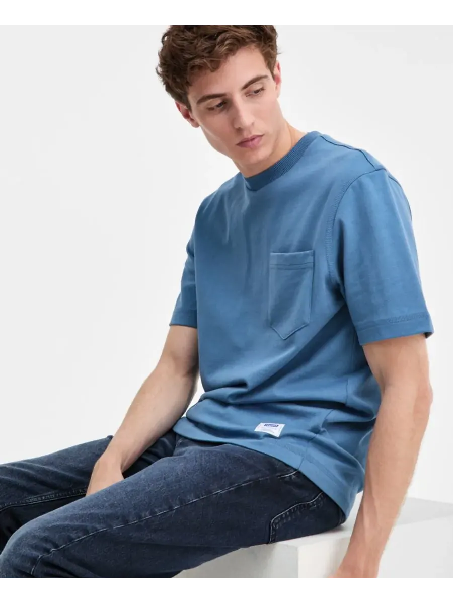 Мужская хлопковая футболка Nestite Hugo Boss — изображение 4 из 4, синий