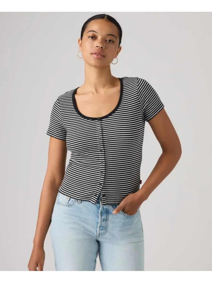 Женский топ-рубашка Austen с коротким рукавом Levi's, Annalise Stripe Anthracite Night Egret — изображение 1 из 4