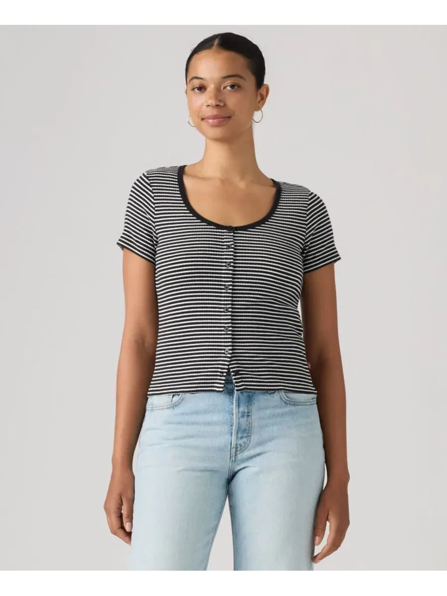 Женский топ-рубашка Austen с коротким рукавом Levi's, Annalise Stripe Anthracite Night Egret — изображение 2 из 4