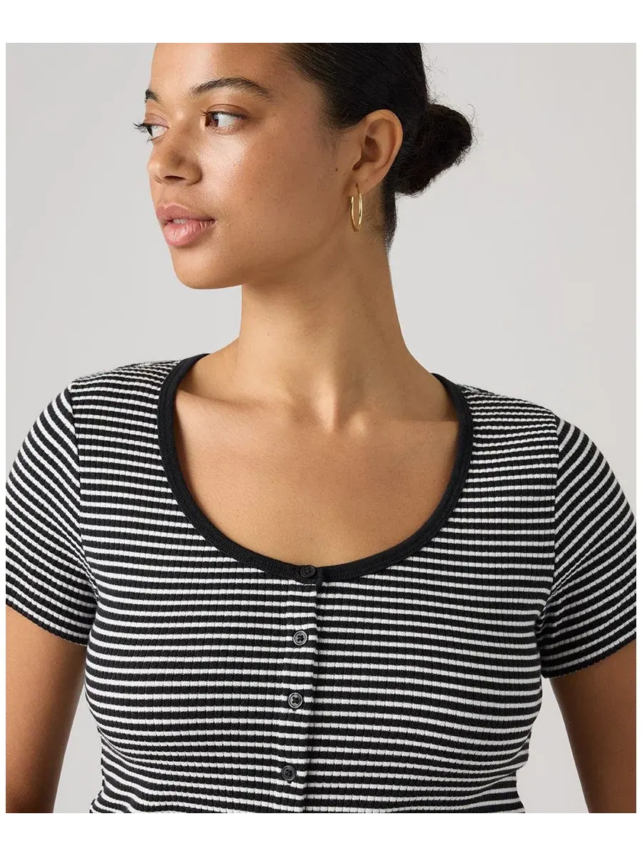 Женский топ-рубашка Austen с коротким рукавом Levi's, Annalise Stripe Anthracite Night Egret — изображение 3 из 4