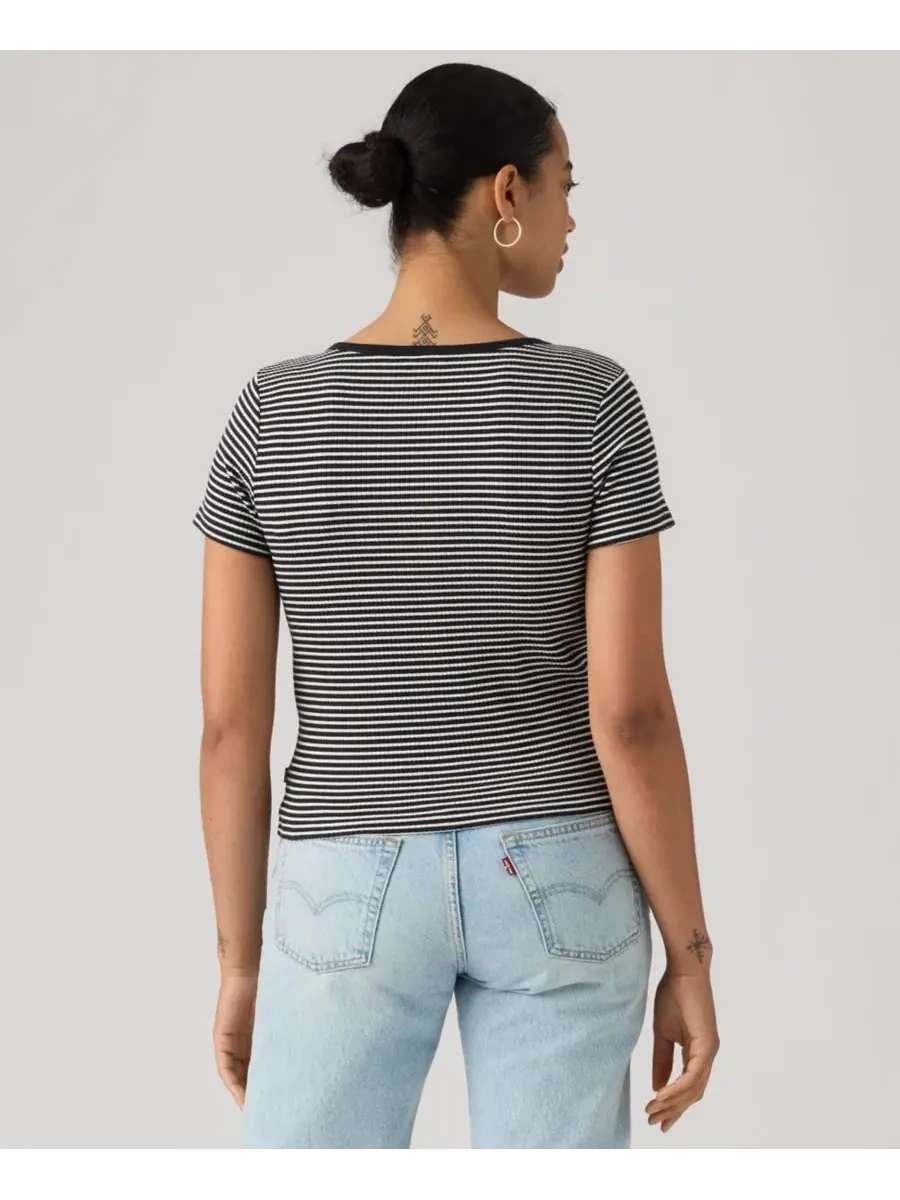 Женский топ-рубашка Austen с коротким рукавом Levi's, Annalise Stripe Anthracite Night Egret — изображение 4 из 4