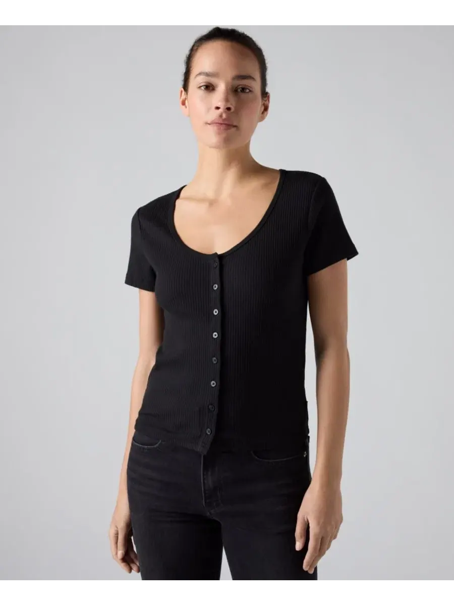 Женский топ с пуговицами Austen с коротким рукавом Levi's, Anthracite Night — изображение 2 из 4