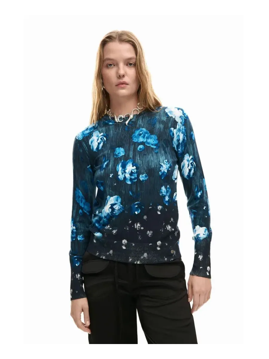 Изящный женский свитер с цветочным принтом Desigual