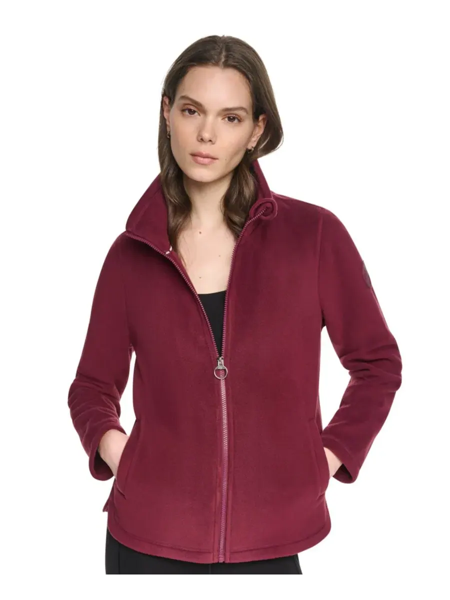 Женская куртка из флиса с изогнутым низом на молнии, модель Curved-Hem Zip-Up DKNY Sport
