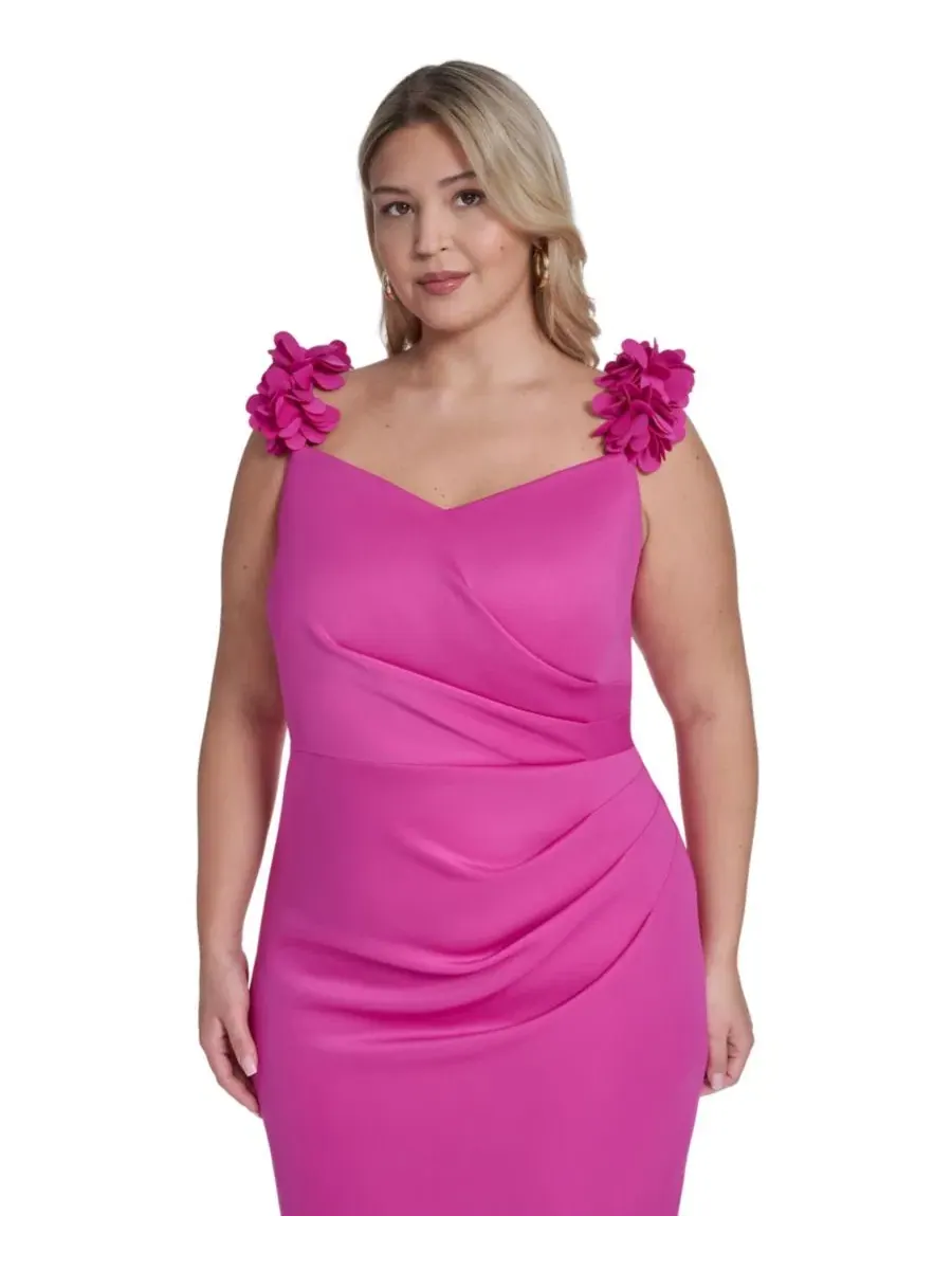 Платье без рукавов с декольте сердцем Plus Size Sleeveless Sweetheart Neck Bustier Eliza J — изображение 2 из 5, фуксия