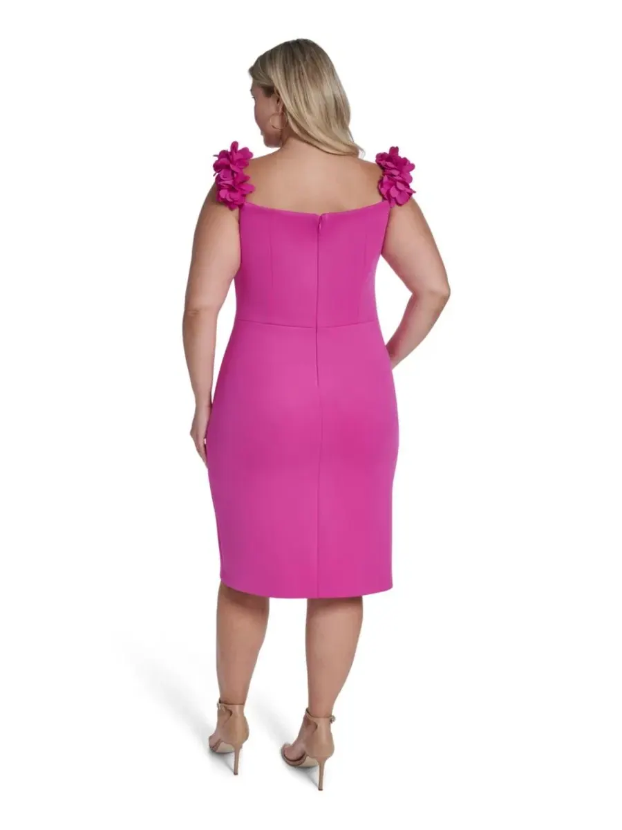 Платье без рукавов с декольте сердцем Plus Size Sleeveless Sweetheart Neck Bustier Eliza J — изображение 5 из 5, фуксия