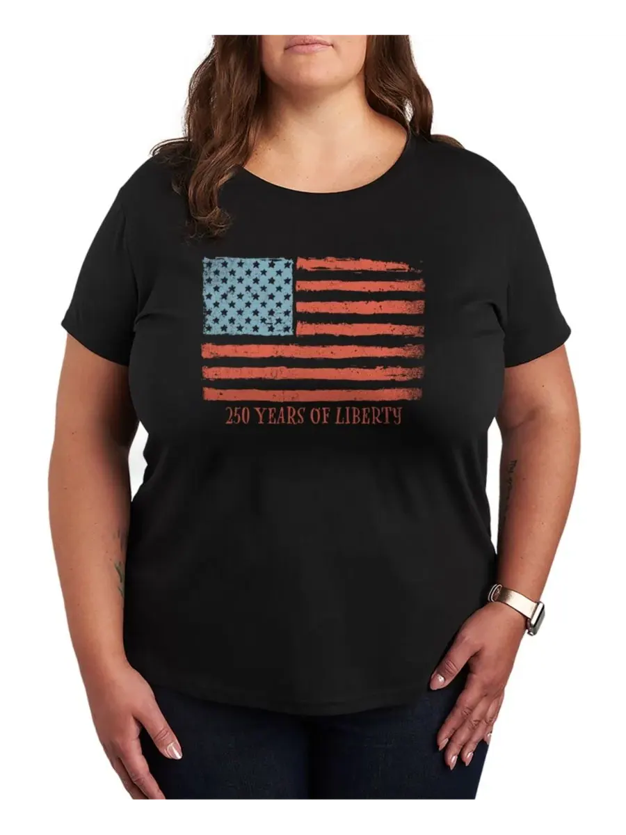 Футболка с длинным рукавом с принтом Instant Message 250 Years of Liberty Flag Vintage Faded Hybrid — изображение 1 из 3