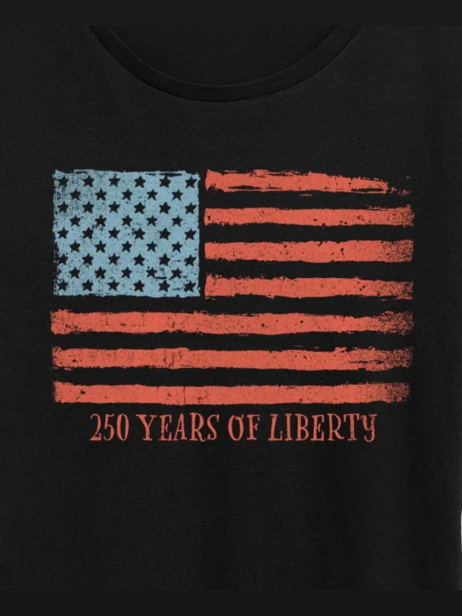 Футболка с длинным рукавом с принтом Instant Message 250 Years of Liberty Flag Vintage Faded Hybrid — изображение 2 из 3
