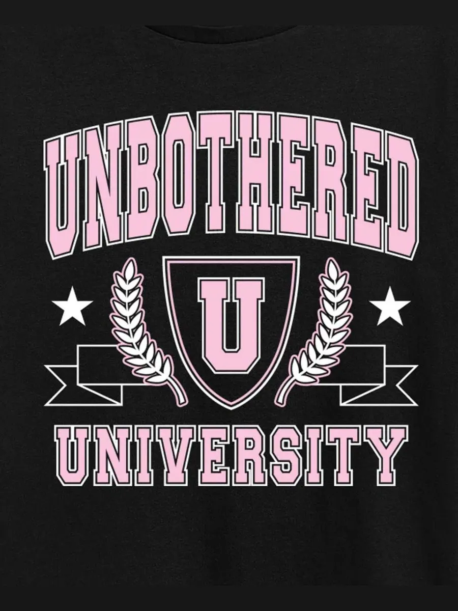 Футболка с принтом Unbothered University Plus Size Hybrid Apparel — изображение 3 из 3, черный