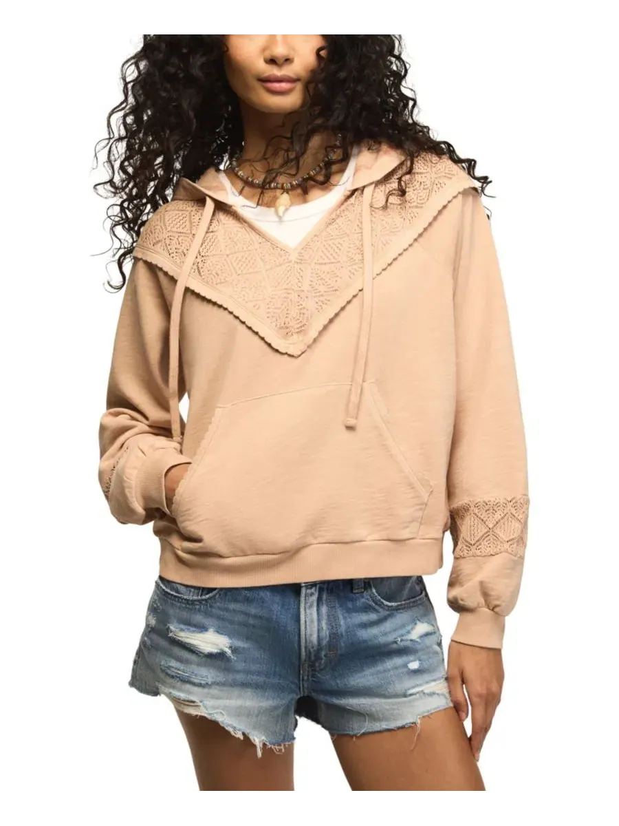 Худи с V-образным вырезом и крючком-кокеткой Lucky Brand — изображение 1 из 6, охра