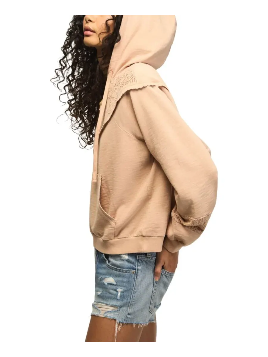 Худи с V-образным вырезом и крючком-кокеткой Lucky Brand — изображение 2 из 6, охра