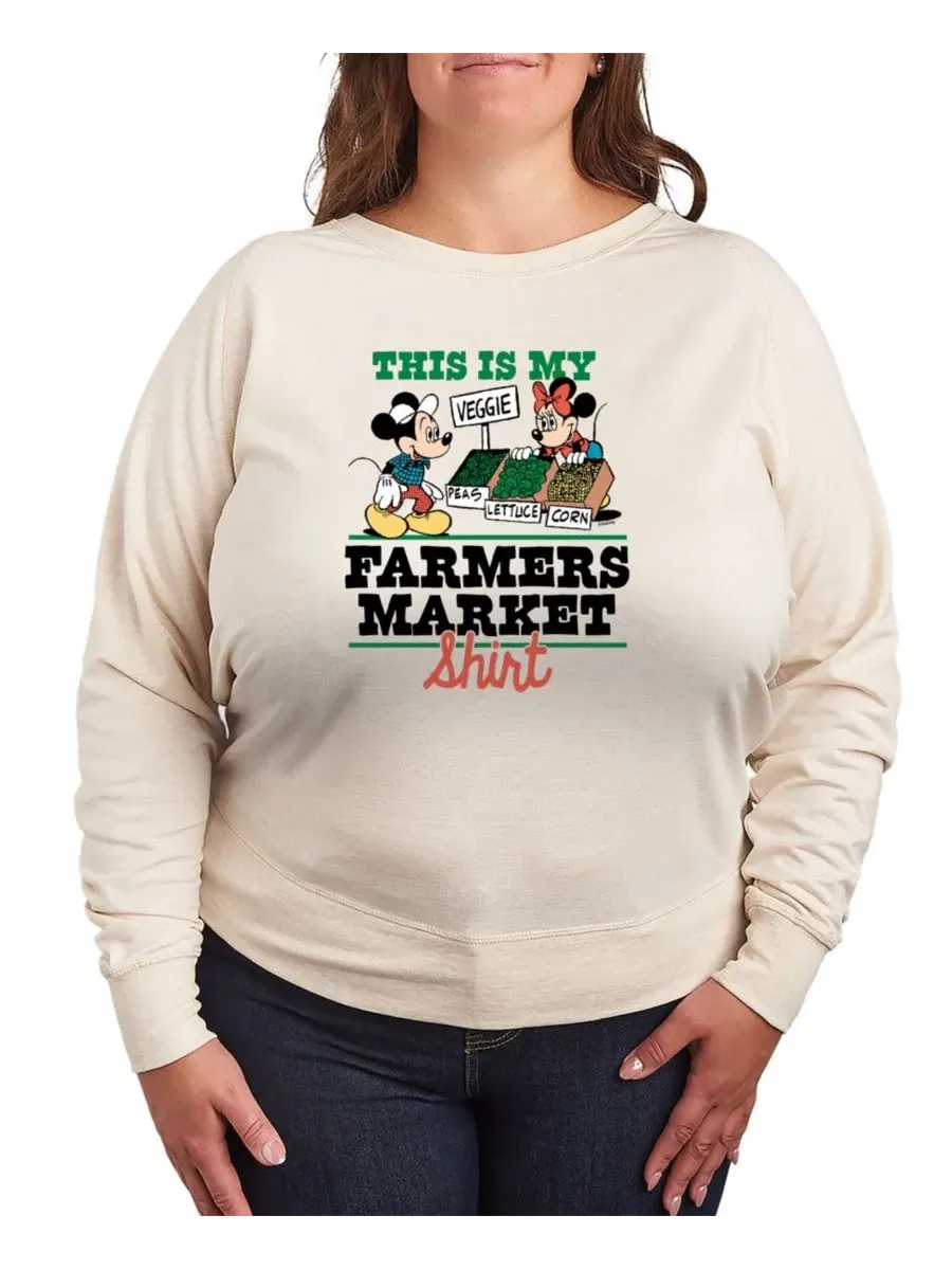 Футболка с длинными рукавами Disney "This Is My Farmers Market" большого размера, из французского — изображение 1 из 3