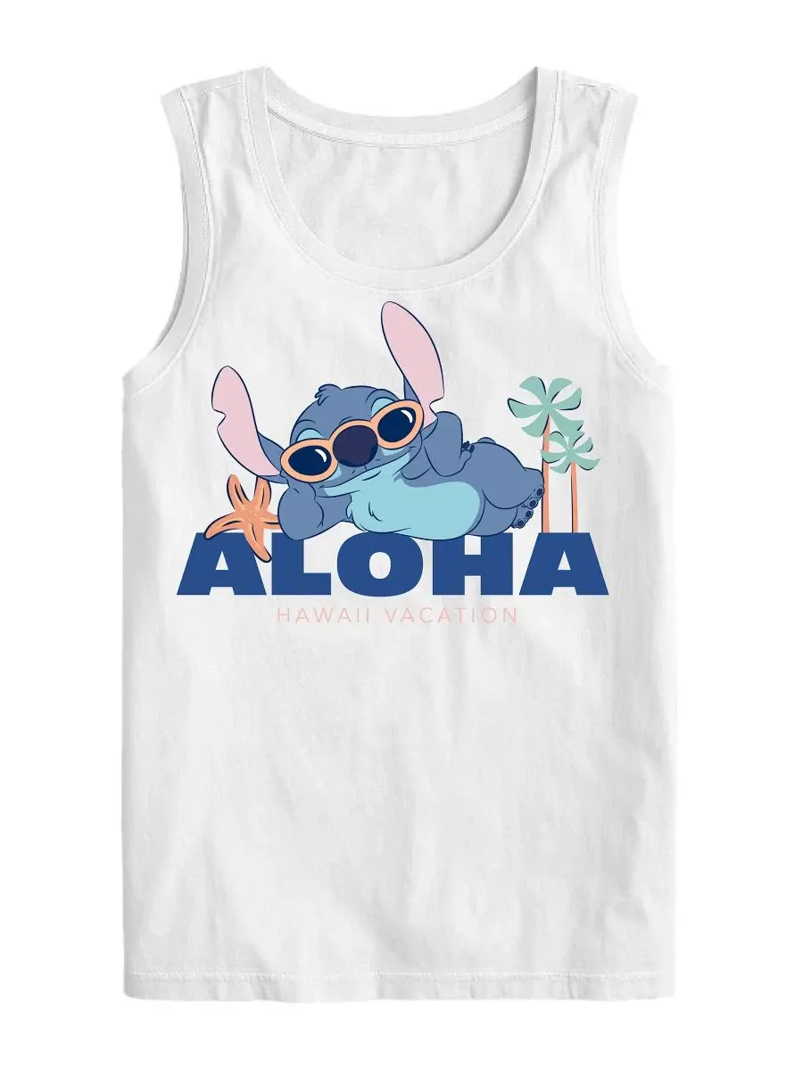 Мужская футболка с круглым вырезом и графическим принтом "Aloha Stitch" Hybrid Apparel — изображение 1 из 3, белый