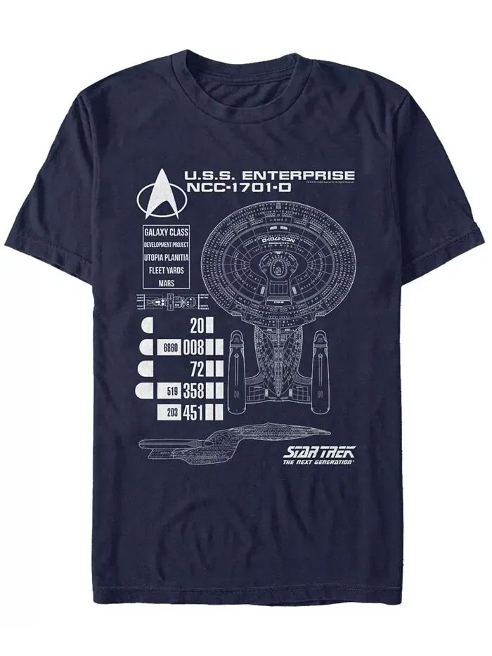 Мужская футболка с коротким рукавом Star Trek The Next Generation USS Enterprise Ncc-1701-D Fifth — изображение 1 из 1