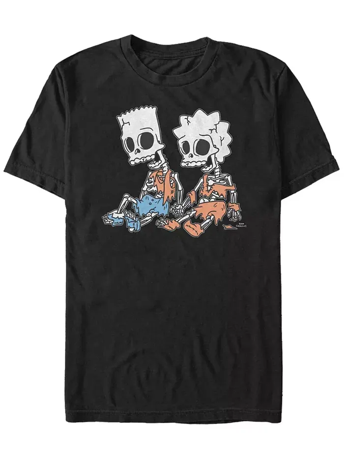 Мужская футболка с коротким рукавом The Simpsons Skeleton Bart and Lisa Fifth Sun — изображение 1 из 1, черный