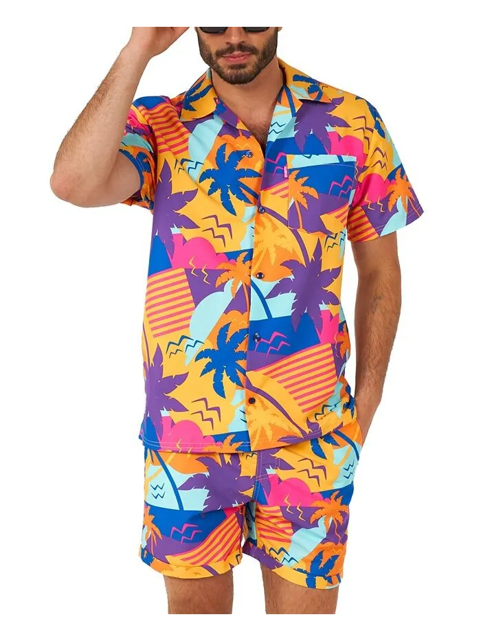 Мужская рубашка с коротким рукавом и рисунком Palm Power; Комплект шорт OppoSuits — изображение 1 из 3, мульти