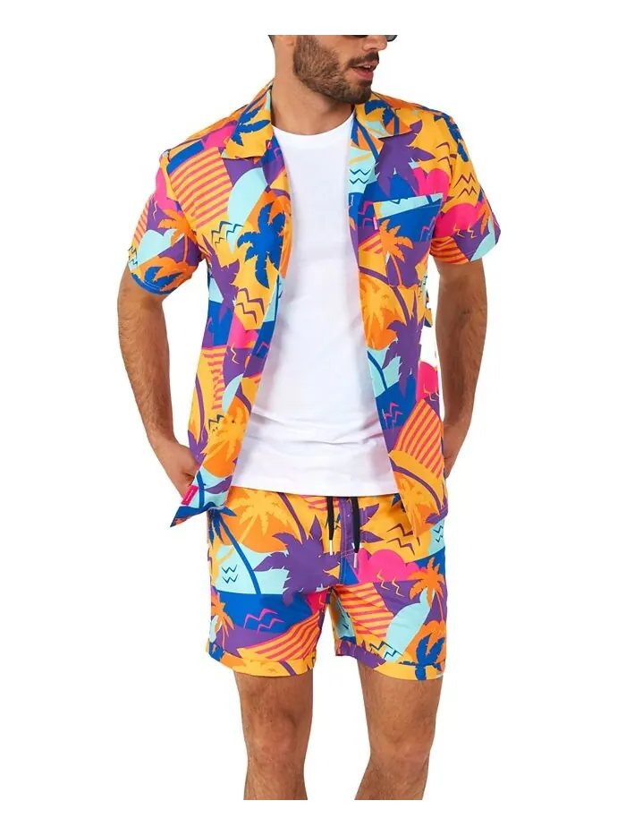 Мужская рубашка с коротким рукавом и рисунком Palm Power; Комплект шорт OppoSuits — изображение 3 из 3, мульти