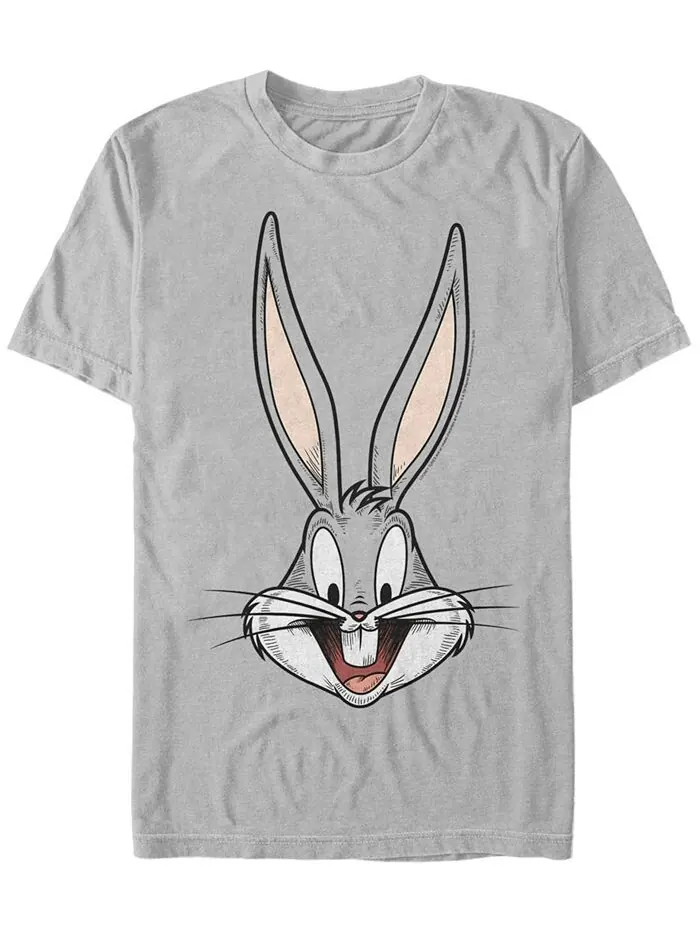 Мужская футболка с коротким рукавом Looney Tunes Bugs Bunny Big Face Fifth Sun — изображение 1 из 1, серебристый