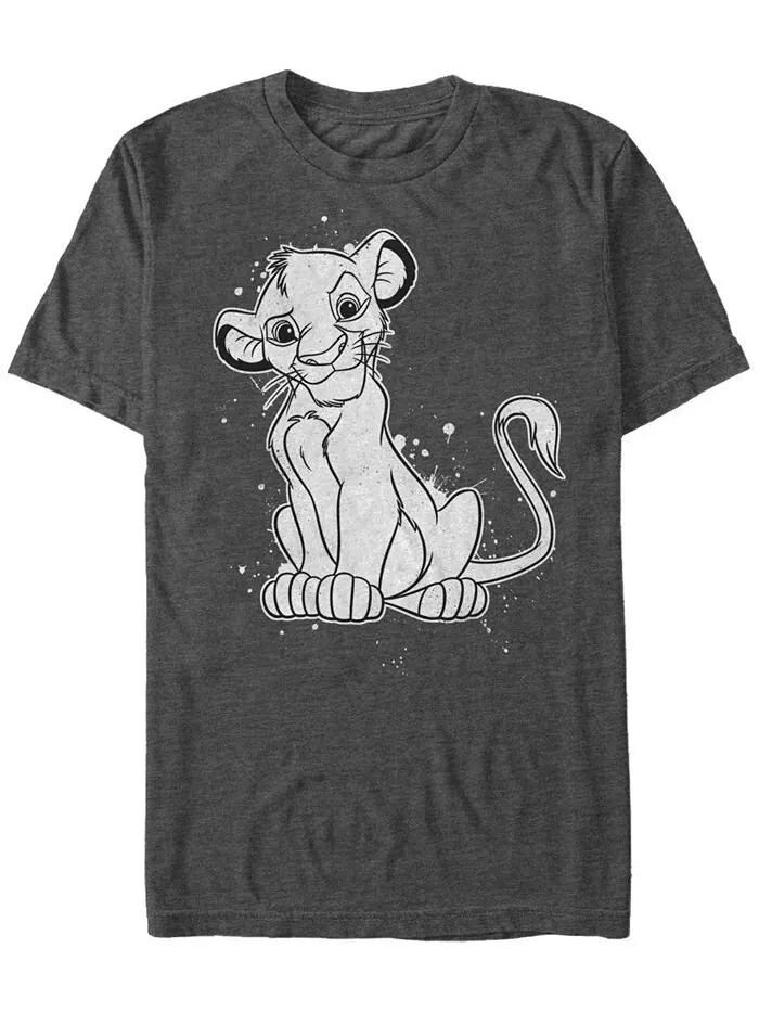Мужская футболка с короткими рукавами Disney King Lion King Simba Smirk Paint Splatter Fifth Sun — изображение 1 из 1