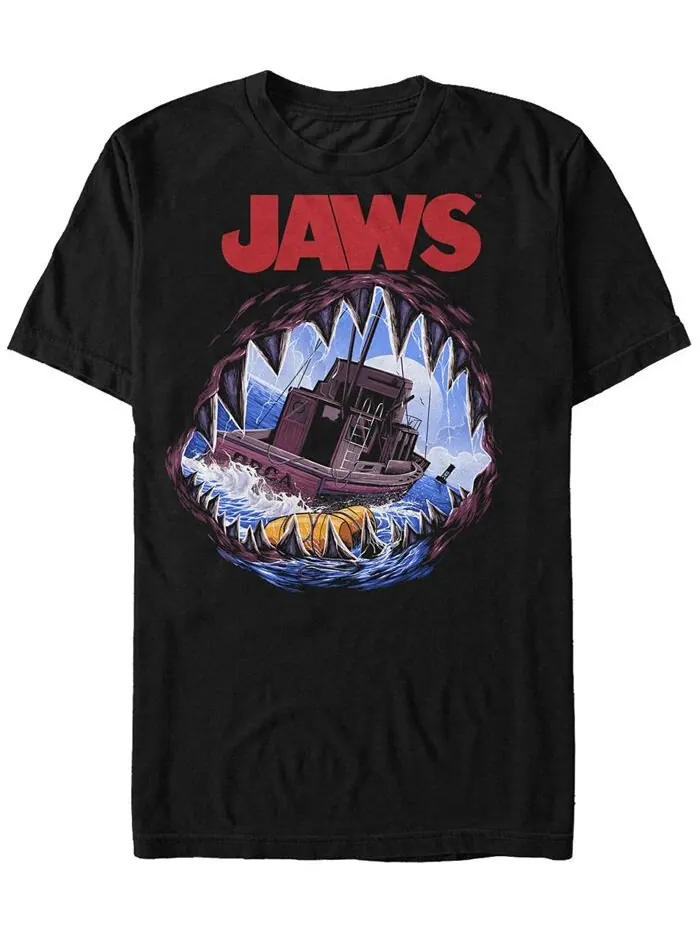 Мужская футболка с короткими рукавами и открытым ртом Jaws Shark Fifth Sun — изображение 1 из 1, черный