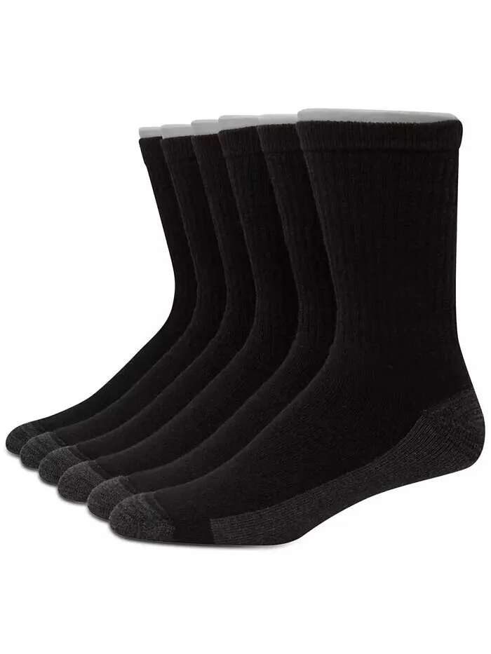 Мужские 6-Пк. Носки для экипажа Ultimate Xtemp Ultra Cushion Hanes — изображение 1 из 4, черный