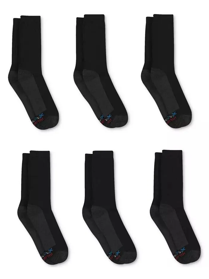 Мужские 6-Пк. Носки для экипажа Ultimate Xtemp Ultra Cushion Hanes — изображение 2 из 4, черный