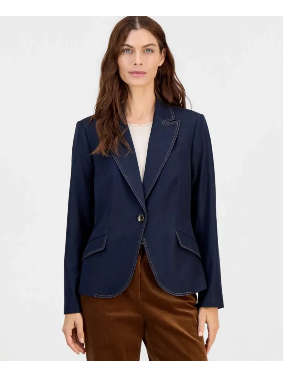 Пиджак джинсовый на одной пуговице Petite Denim Single-Button Blazer Tahari ASL