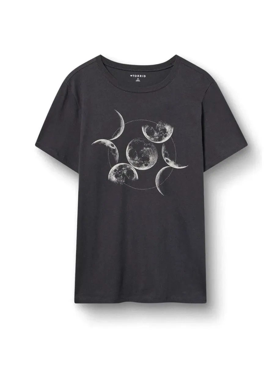 Футболка с длинным рукавом Heritage Jersey Crew Tee Torrid, Moon Circle Phases Obsidian