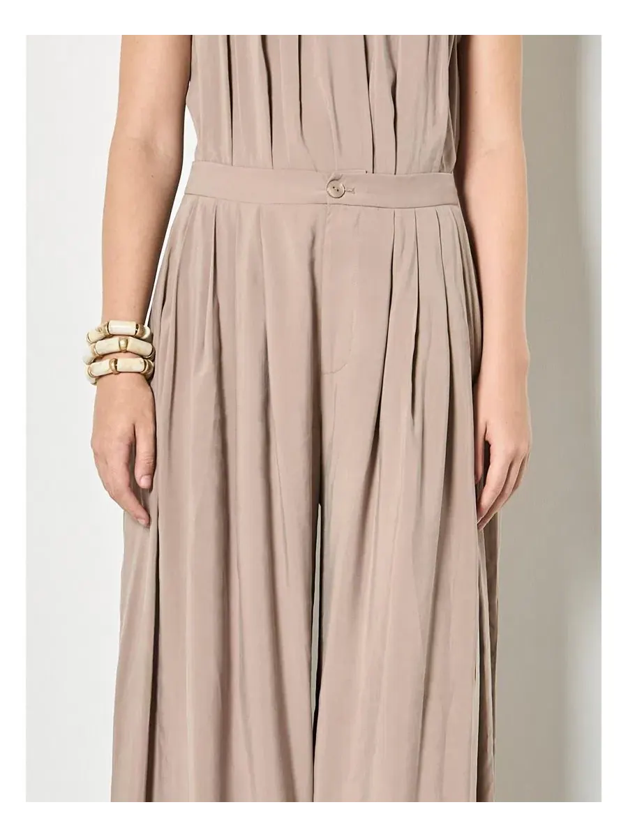 Женские брюки-палаццо со складками, модель Pleated Wide-Leg Apricot — изображение 5 из 5, серый