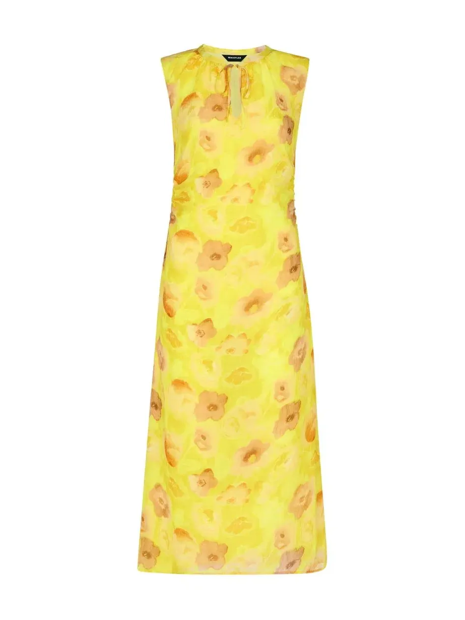 Платье-макси Sunshine Floral Textured Whistles — изображение 2 из 6, желтый/мульти