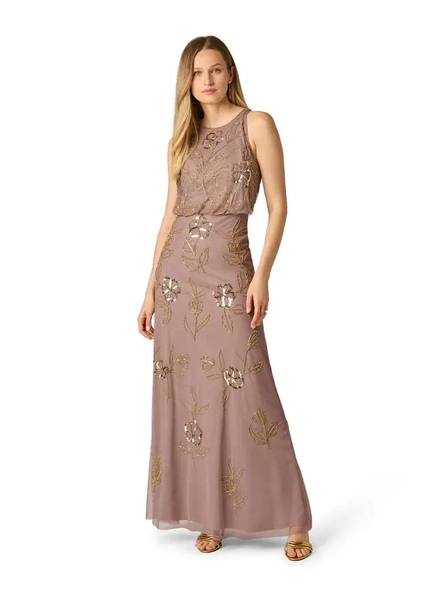 Бальное платье с бисером Blouson Crewneck Adrianna Papell