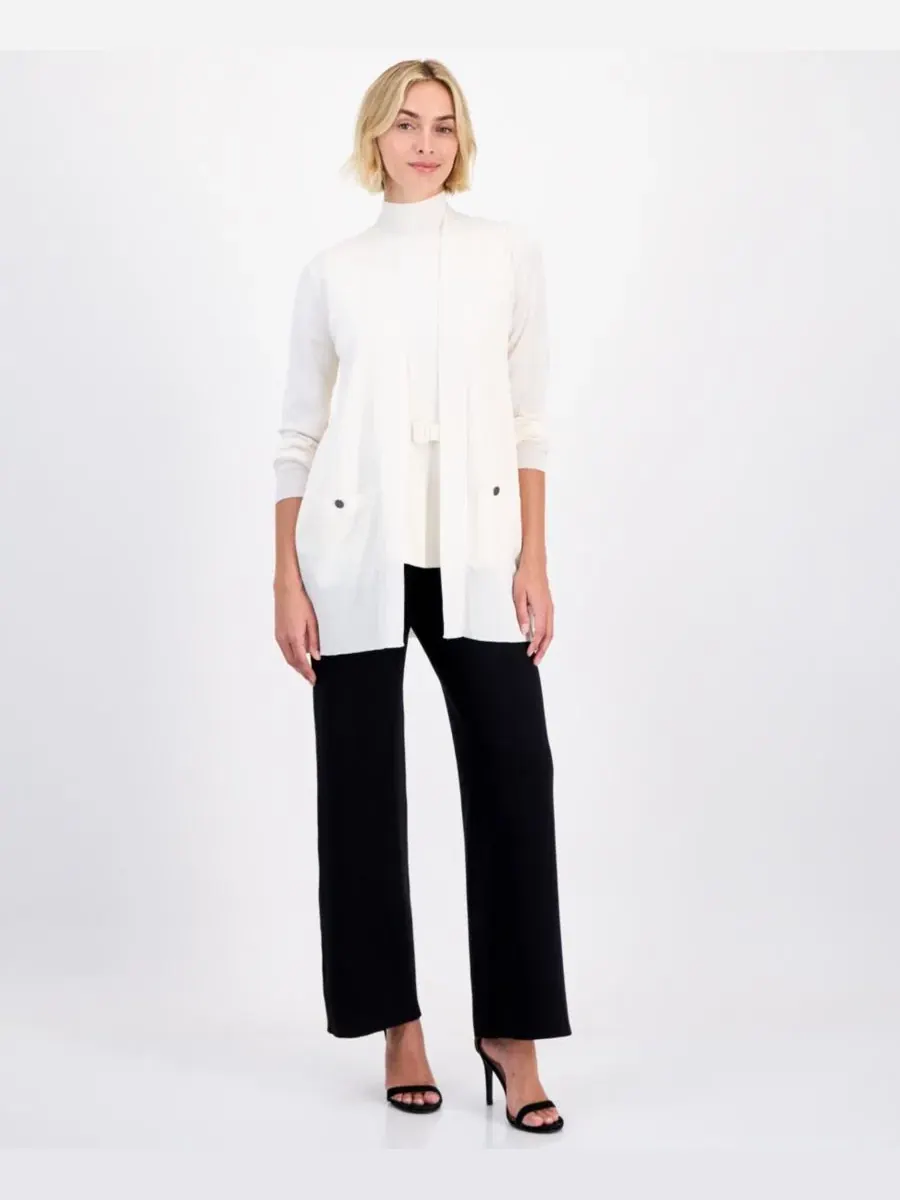 Кардиган женский с длинным рукавом и накладными карманами Anne Klein — изображение 3 из 3, белый