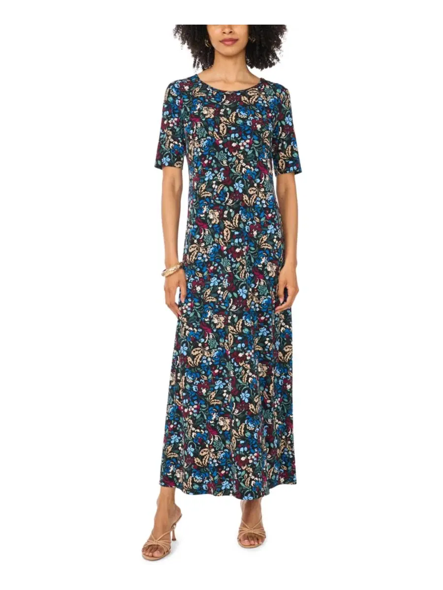 Макси-платье с флористическим принтом и рукавом 3/4, модель Floral 3/4-Sleeve Maxi Vince Camuto
