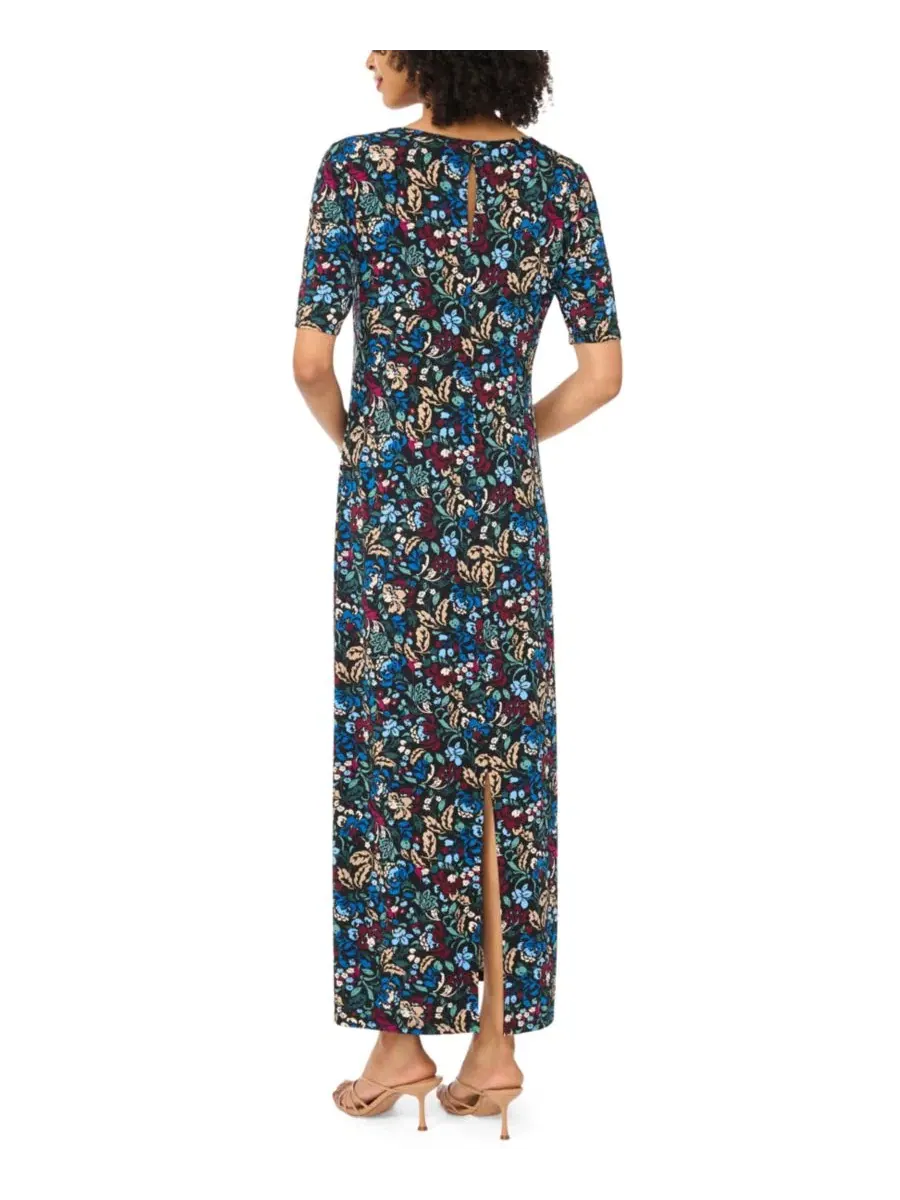 Макси-платье с флористическим принтом и рукавом 3/4, модель Floral 3/4-Sleeve Maxi Vince Camuto — изображение 4 из 4, синий