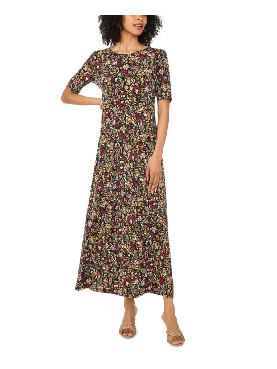 Платье макси с цветочным принтом и рукавом 3/4 Vince Camuto