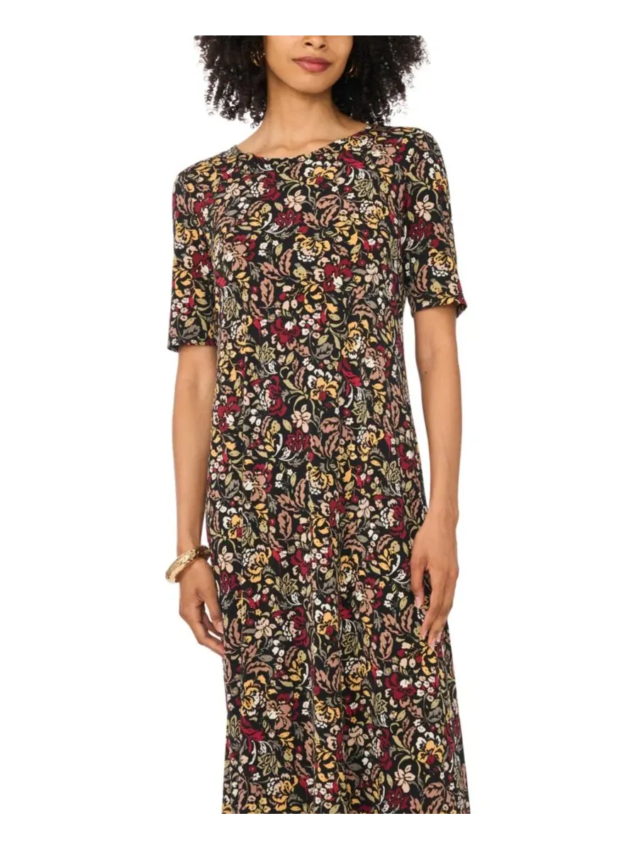 Платье макси с цветочным принтом и рукавом 3/4 Vince Camuto — изображение 2 из 4, красный