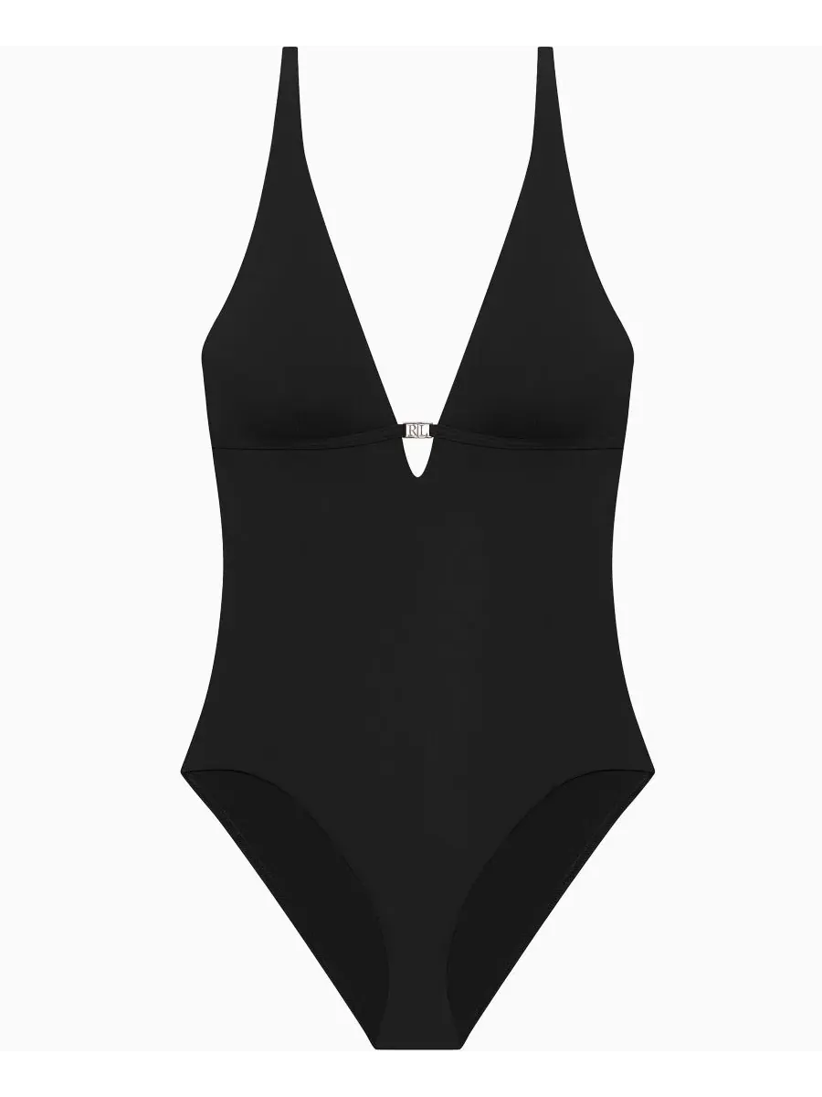 Цельный купальник с запахом и узлом спереди Lauren Ralph Lauren — изображение 6 из 6, черный