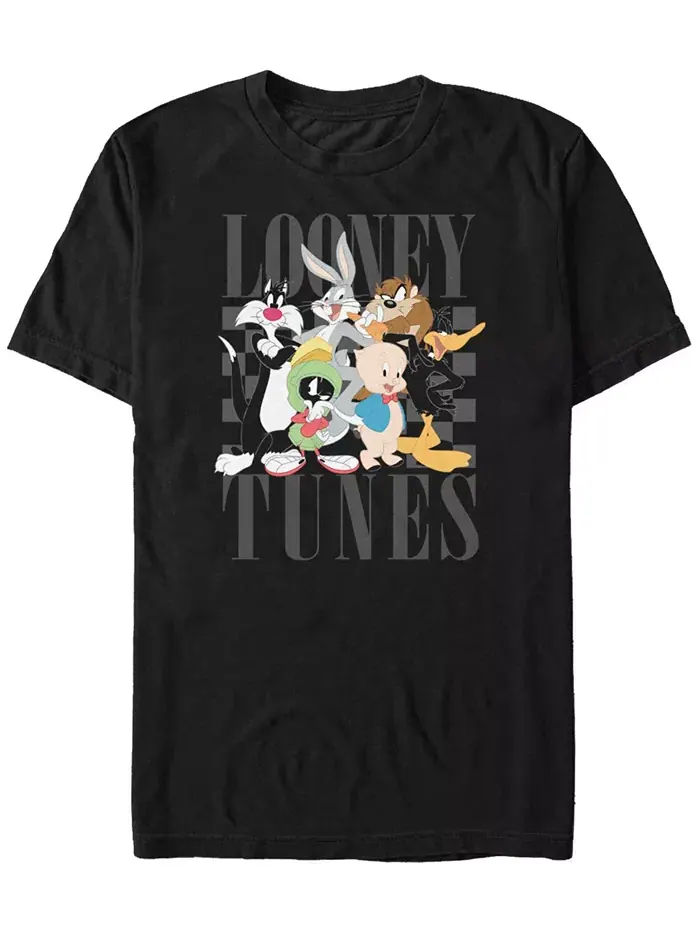 Мужская футболка с коротким рукавом Looney Tunes Nineties Groupshot Fifth Sun — изображение 1 из 1, черный
