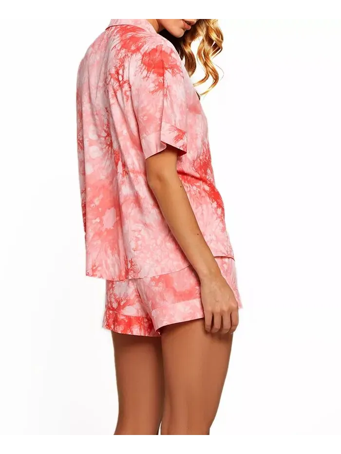 Женский комплект пижамы Harlow Tie Dye с короткими рукавами iCollection — изображение 2 из 2, розовый