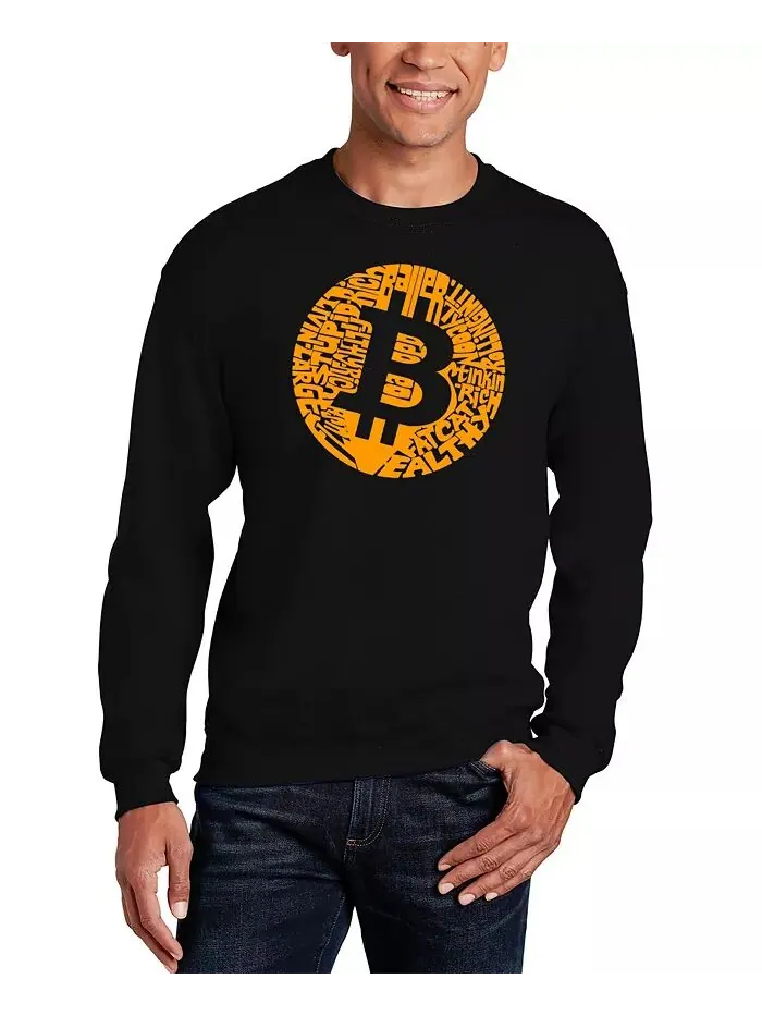 Мужская толстовка Bitcoin Word Art Crew LA Pop Art — изображение 1 из 2, черный
