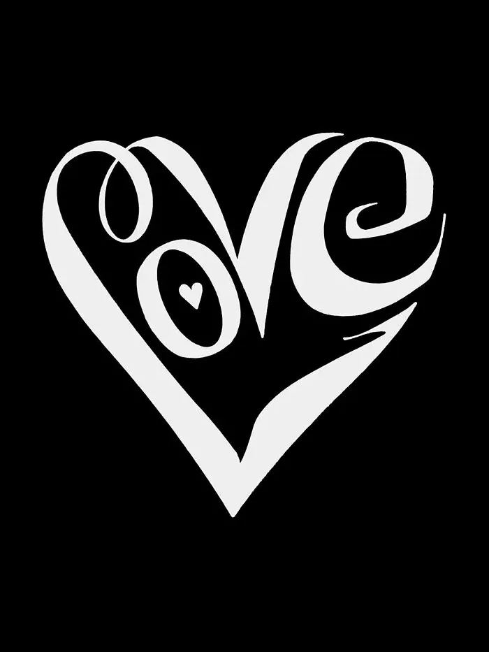 Женская футболка с V-образным вырезом и надписью Word Art Script Love Heart LA Pop Art — изображение 3 из 3, черный
