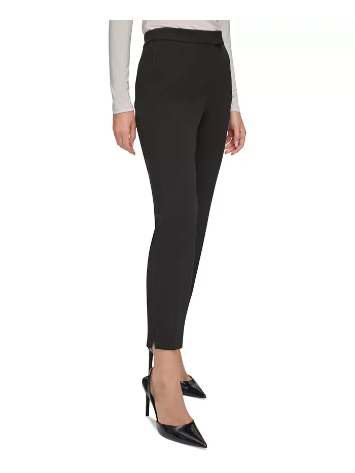 Элегантные узкие брюки Essential Slim Leg с заниженной линией низа DKNY — изображение 3 из 5, черный