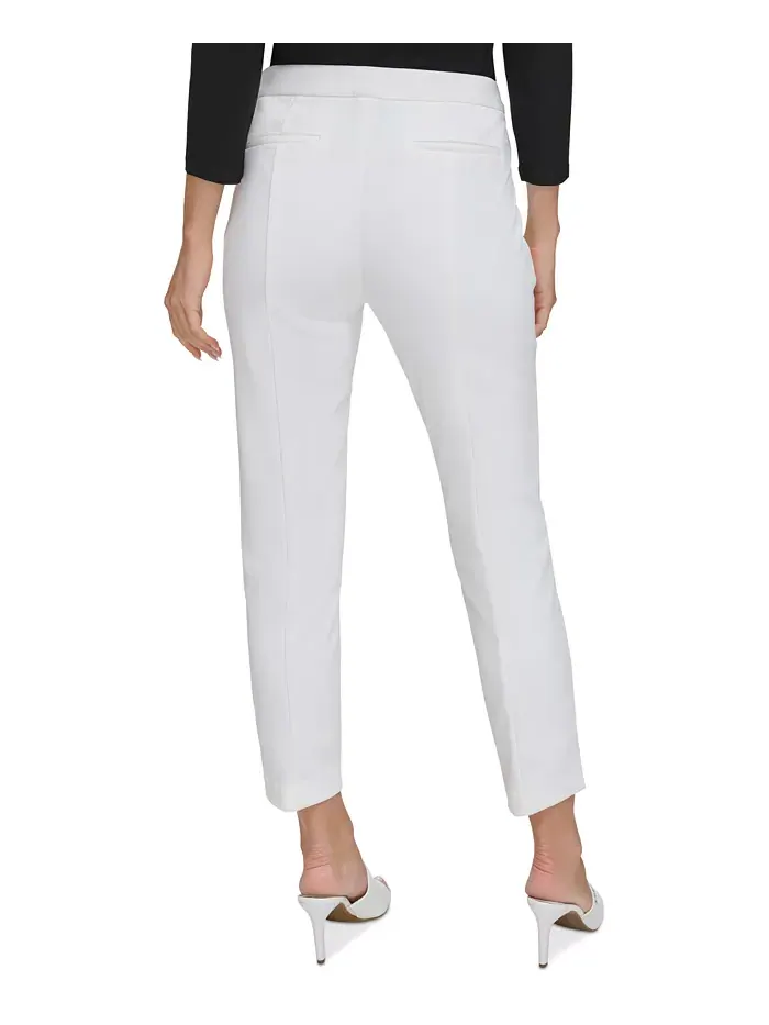 Элегантные узкие брюки Essential Slim Leg с заниженной линией низа DKNY — изображение 2 из 5, белый