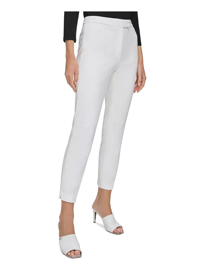 Элегантные узкие брюки Essential Slim Leg с заниженной линией низа DKNY — изображение 3 из 5, белый