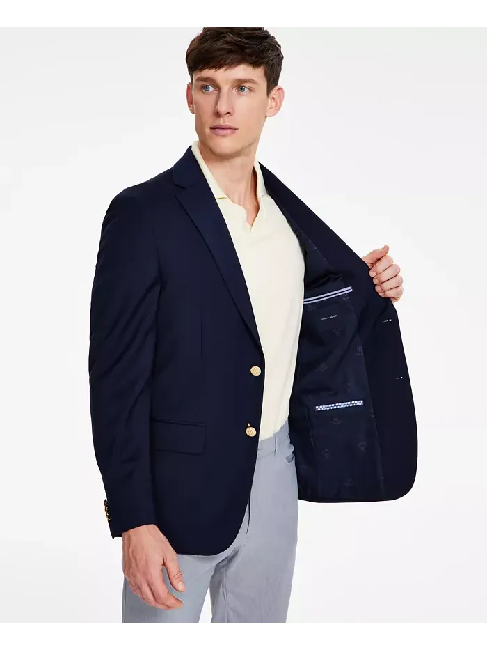 Мужской классический синий блейзер Modern-Fit Tommy Hilfiger — изображение 6 из 7, темно-синий