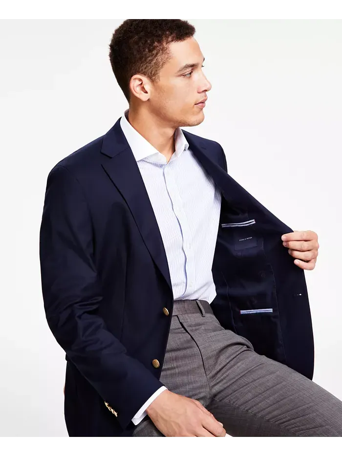 Мужской классический синий блейзер Modern-Fit Tommy Hilfiger — изображение 7 из 7, темно-синий