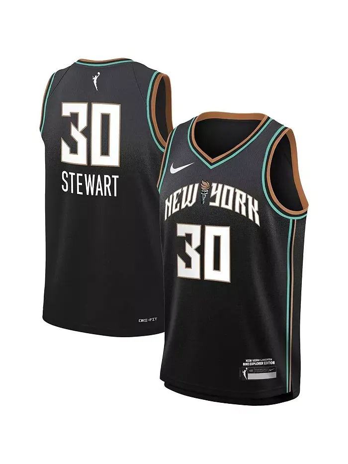 Футболка баскетбольная Big Boys and Girls Breanna Stewart New York Liberty Swingman - Explorer — изображение 1 из 1, черный