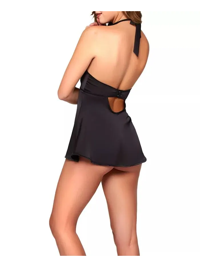 Комплект женского нижнего белья Roseanne Silky Babydoll из 2 предметов iCollection — изображение 2 из 2, черный
